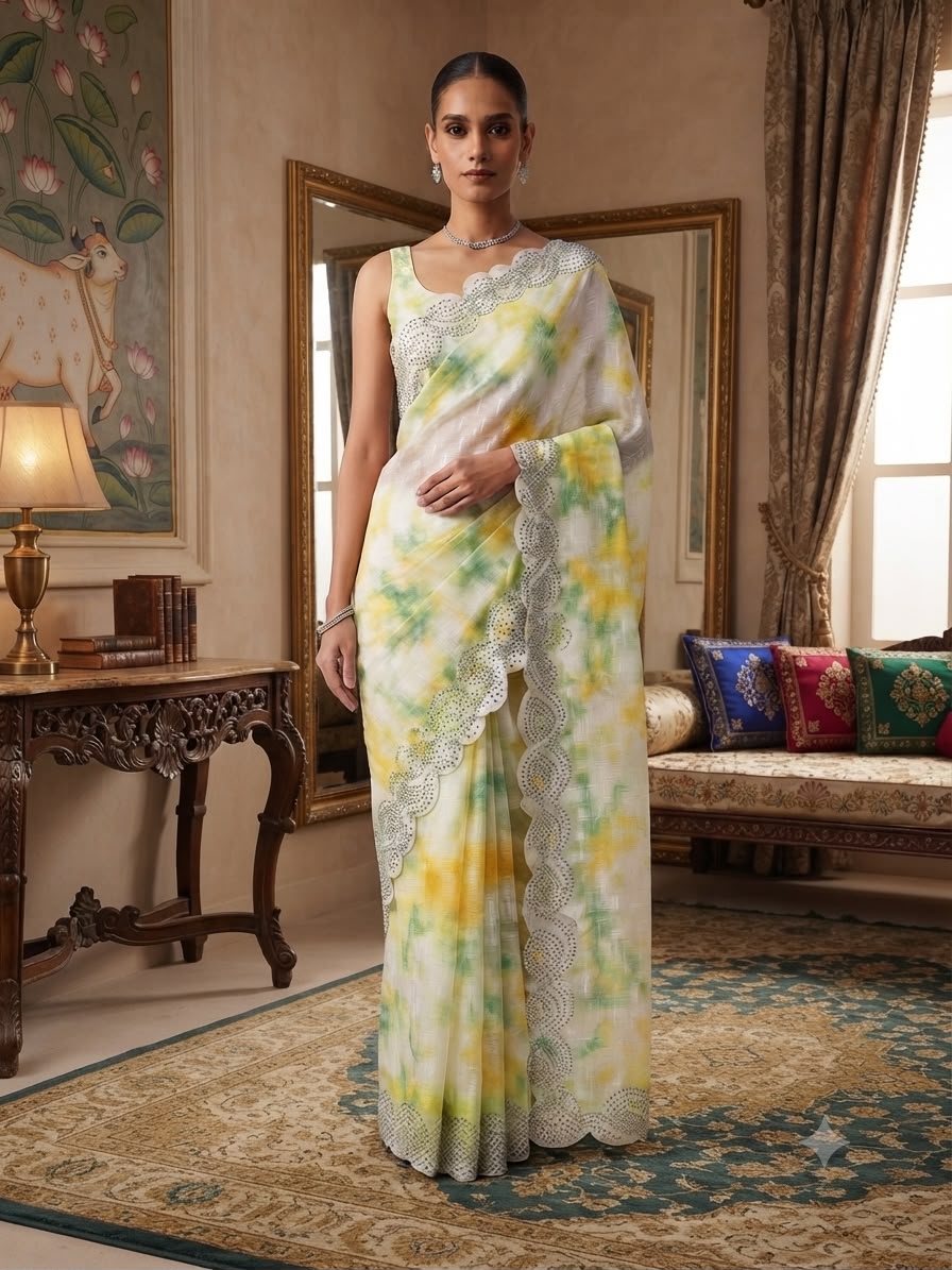 Ivory Meadow Handloom Saree