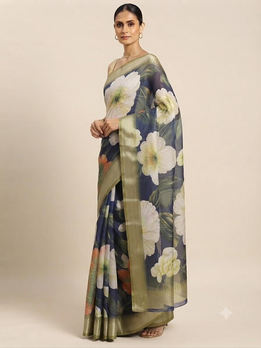 Midnight Bloom Saree