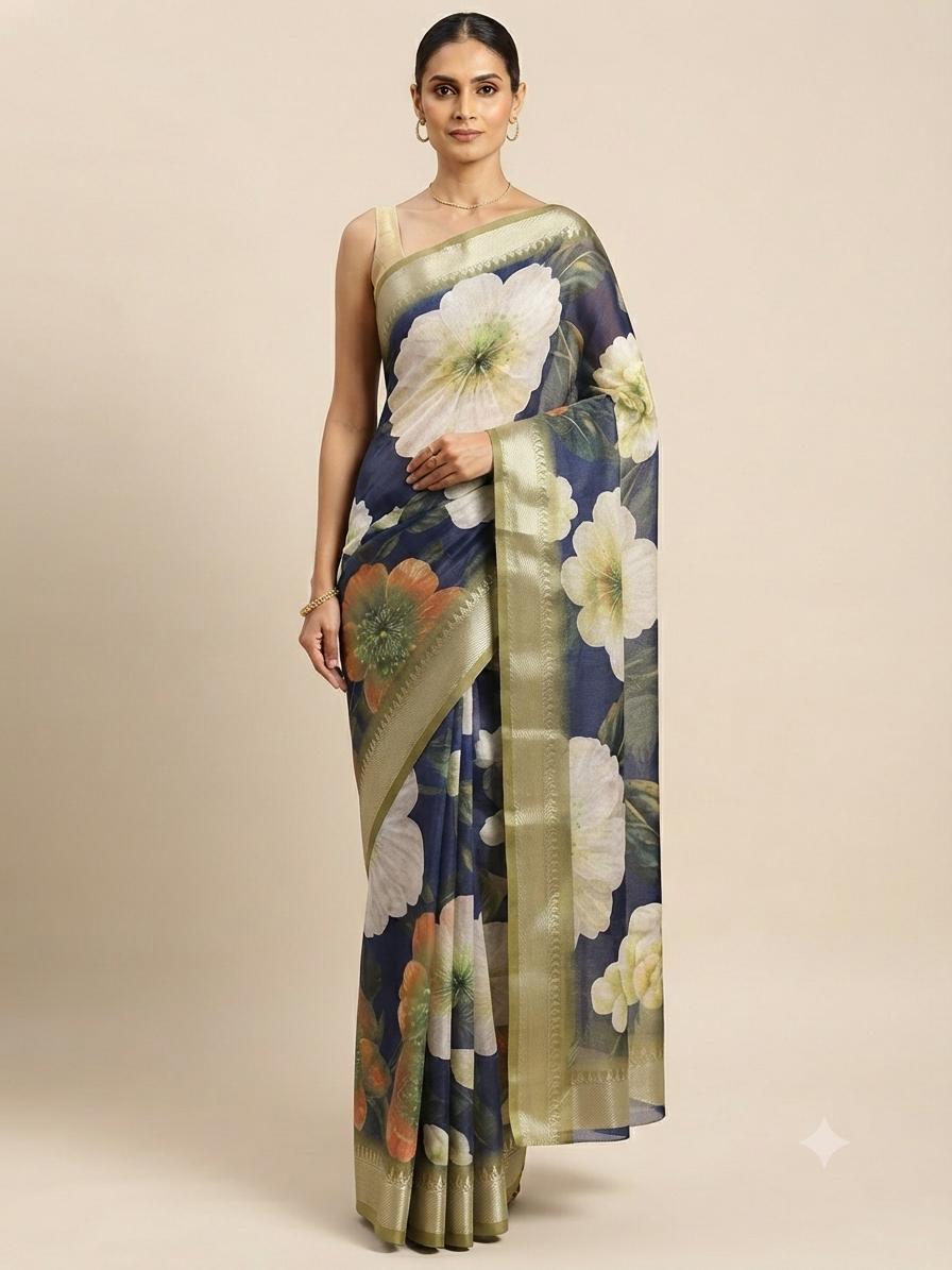 Midnight Bloom Saree
